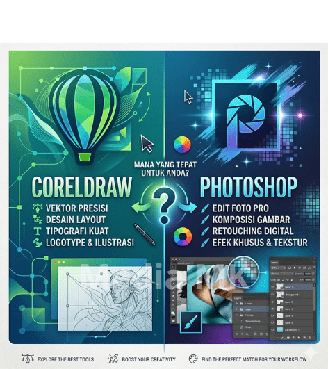 CorelDRAW atau Photoshop? Ini Perbedaan dan Fungsi yang Perlu Kamu Tahu